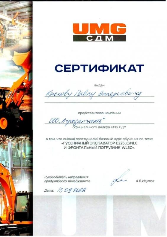Сертификат UMG СДМ Павел Крюков от 13.09.2022